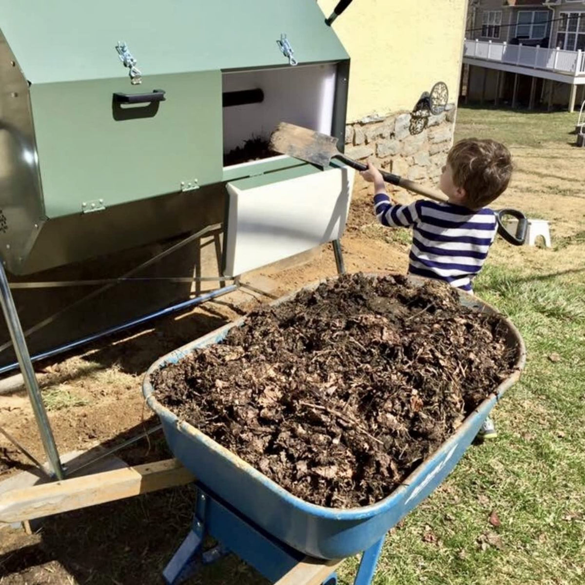 Jora 70 Gallon Dual-Chamber Tumbling Compost Bin With Tall Stand