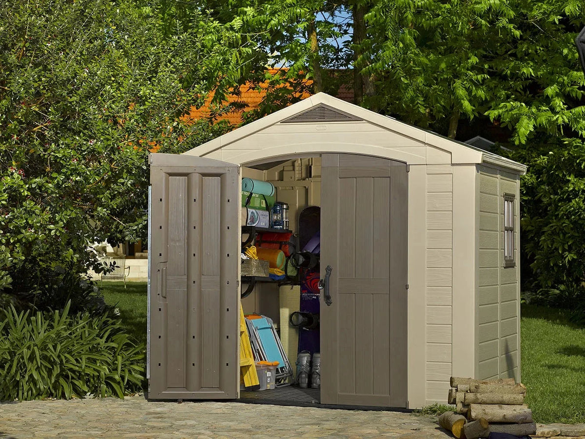Keter Resin Outdoor Storage Shed, 8 x 11 Foot, 550 Cu. Ft., Taupe