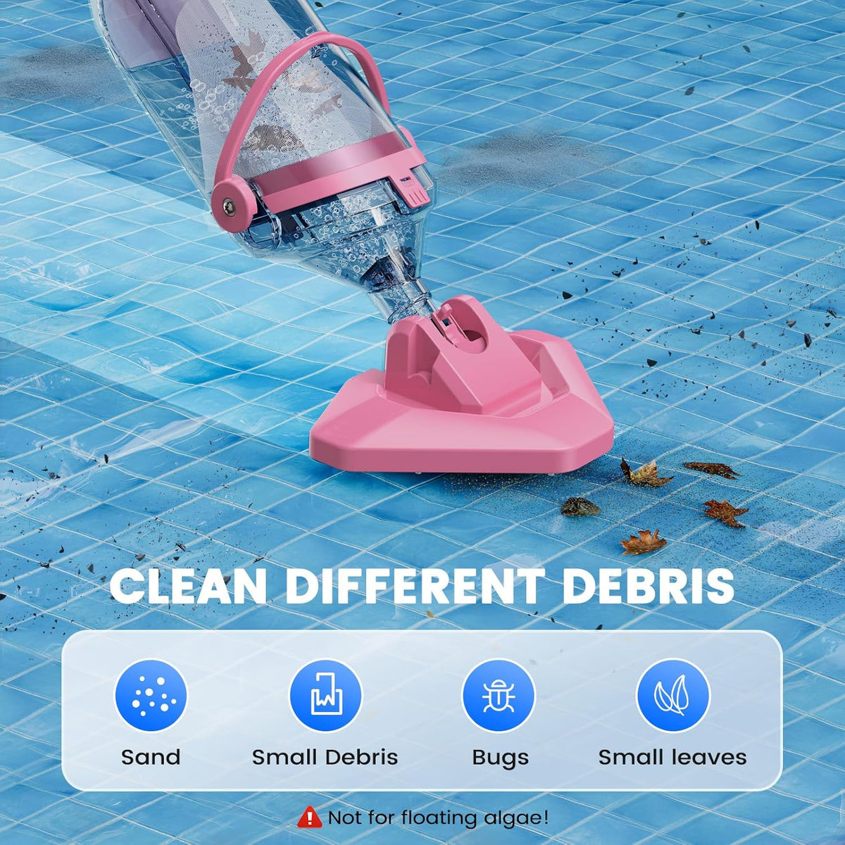 Cordless Handheld Pool Vacuum With Telescopic Pole, 20V, 28 x 8 x 4.8 in - T403