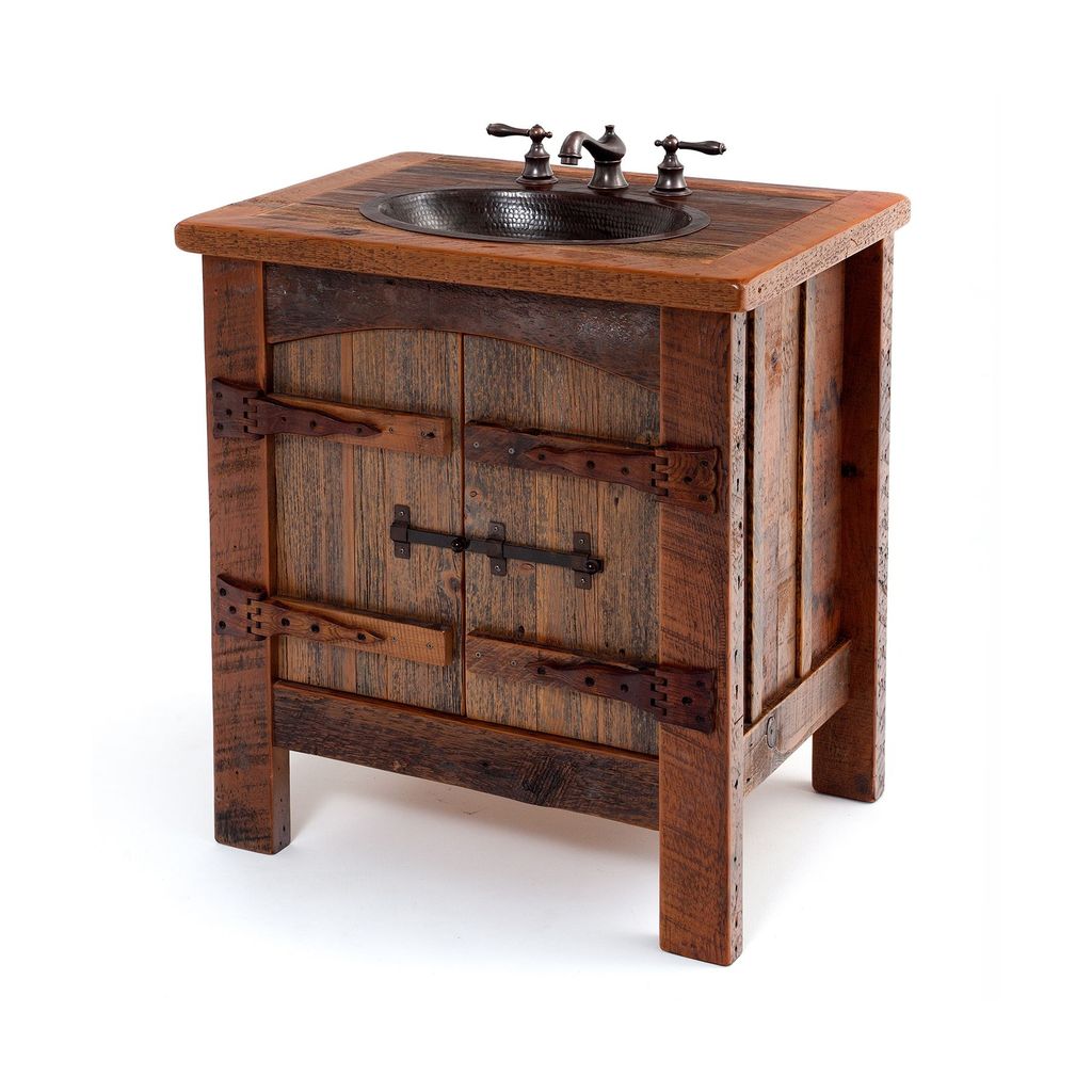 Bathroom Sink Vanity Table, Mid Century Live Edge Wood Cabinet