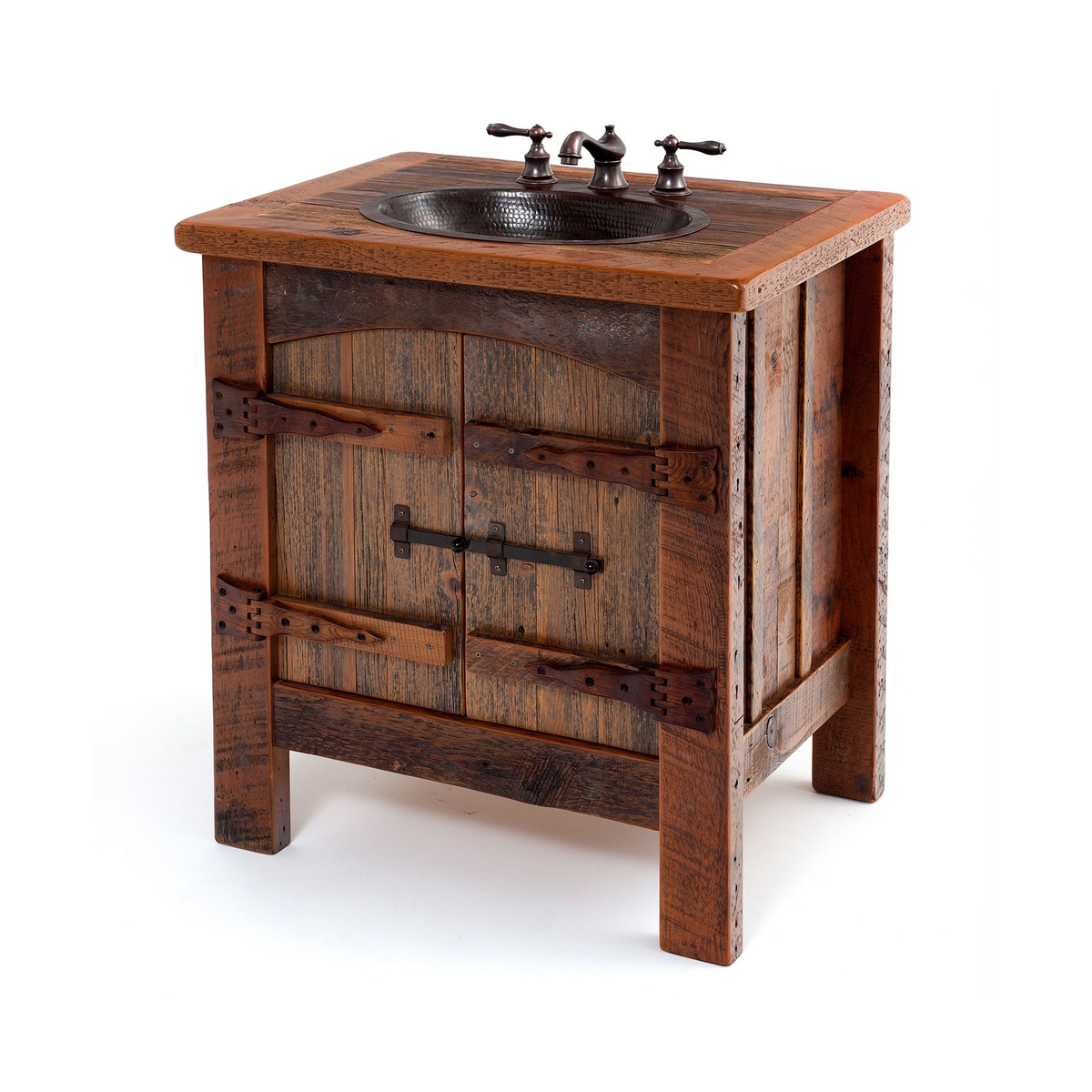Bathroom Sink Vanity Table, Mid Century Live Edge Wood Cabinet
