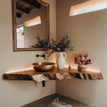 Floating Corner Bathroom Vanity Shelf Handmade Wood Sink Counter