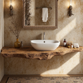 Floating Bathroom Vanity Shelf, Live Edge Solid Wood Sink Top