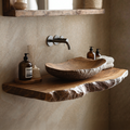 Live Edge Bathroom Vanity Shelf, Solid Wood Vessel Sink Countertop