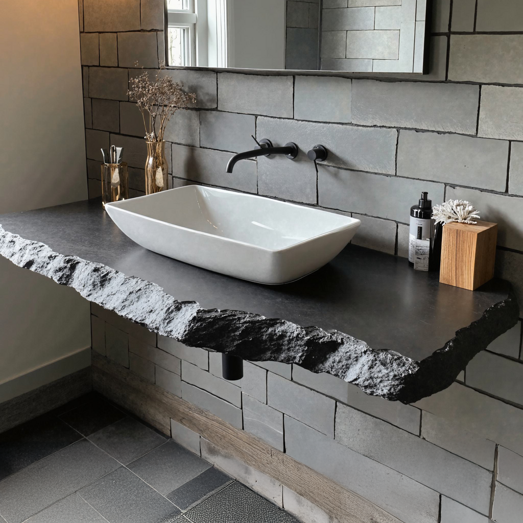 Live Edge Vanity Shelf, Natural Wood Bathroom Countertop Slab
