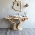 Bathroom Vanity, Live Edge Reclaimed Wood Farmhouse Vanity with Shelf