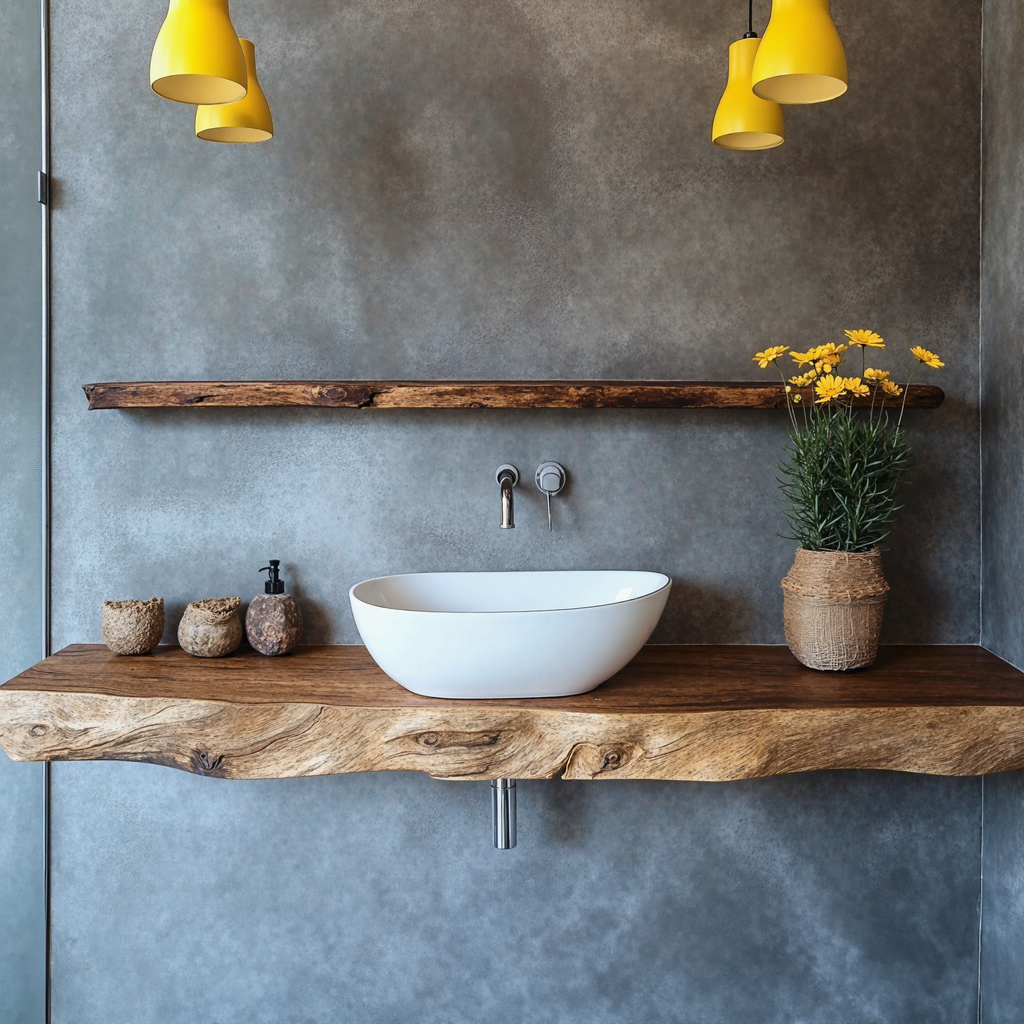 Wooden Vanity Countertop, Bespoke Solid Wood Bathroom Sink Shelf