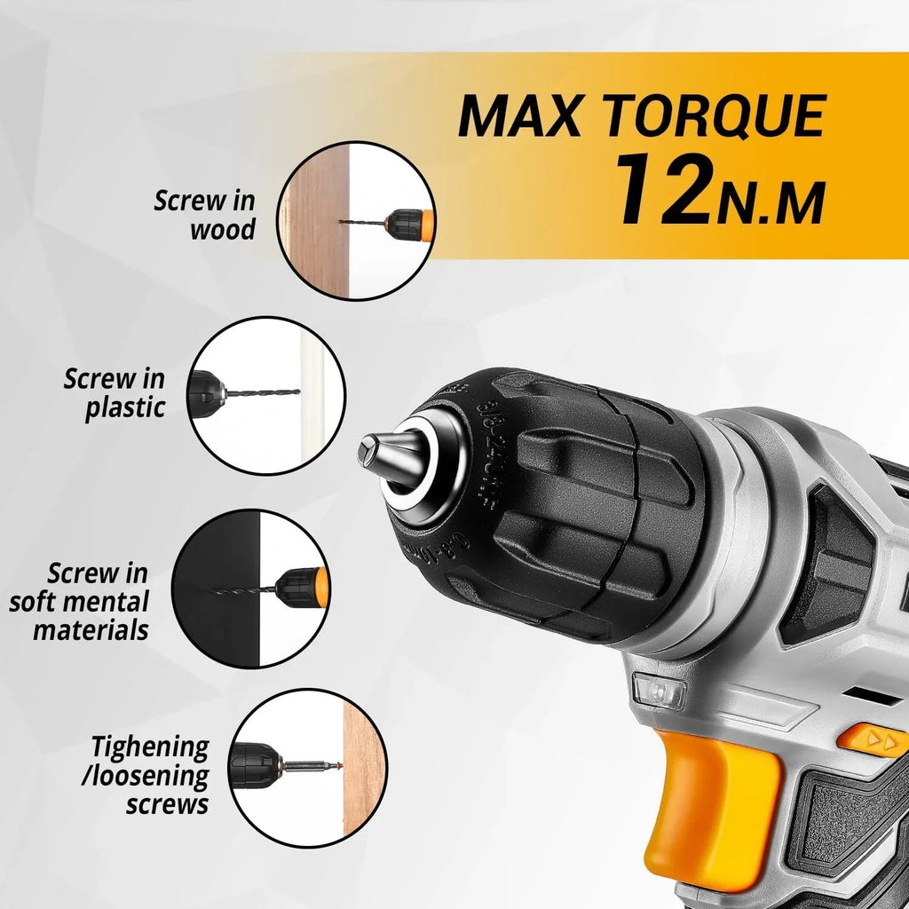 DEKOPRO 126 Piece Home Tool Kit With 8V Cordless Drill - DKMT126-G