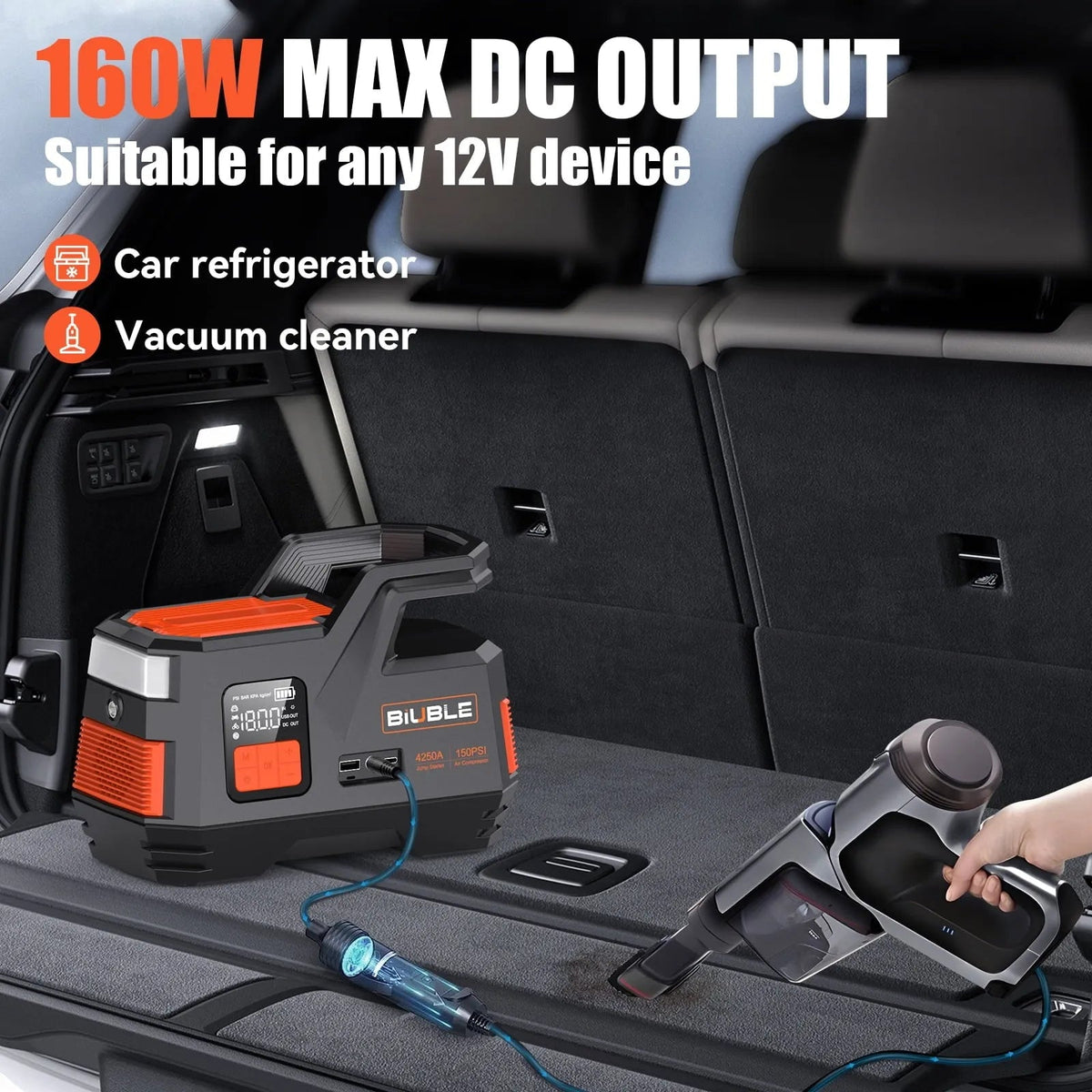Biuble Car Jump Starter With Air Compressor, 4500A Peak, 26800mAh, 12V, 150PSI - JS006
