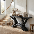 Console Table, Coastal Rustic Solid Wood Entryway Table with Shelves