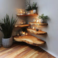 Live Edge Floating Shelf, Rustic Solid Wood Wall Shelf for Books