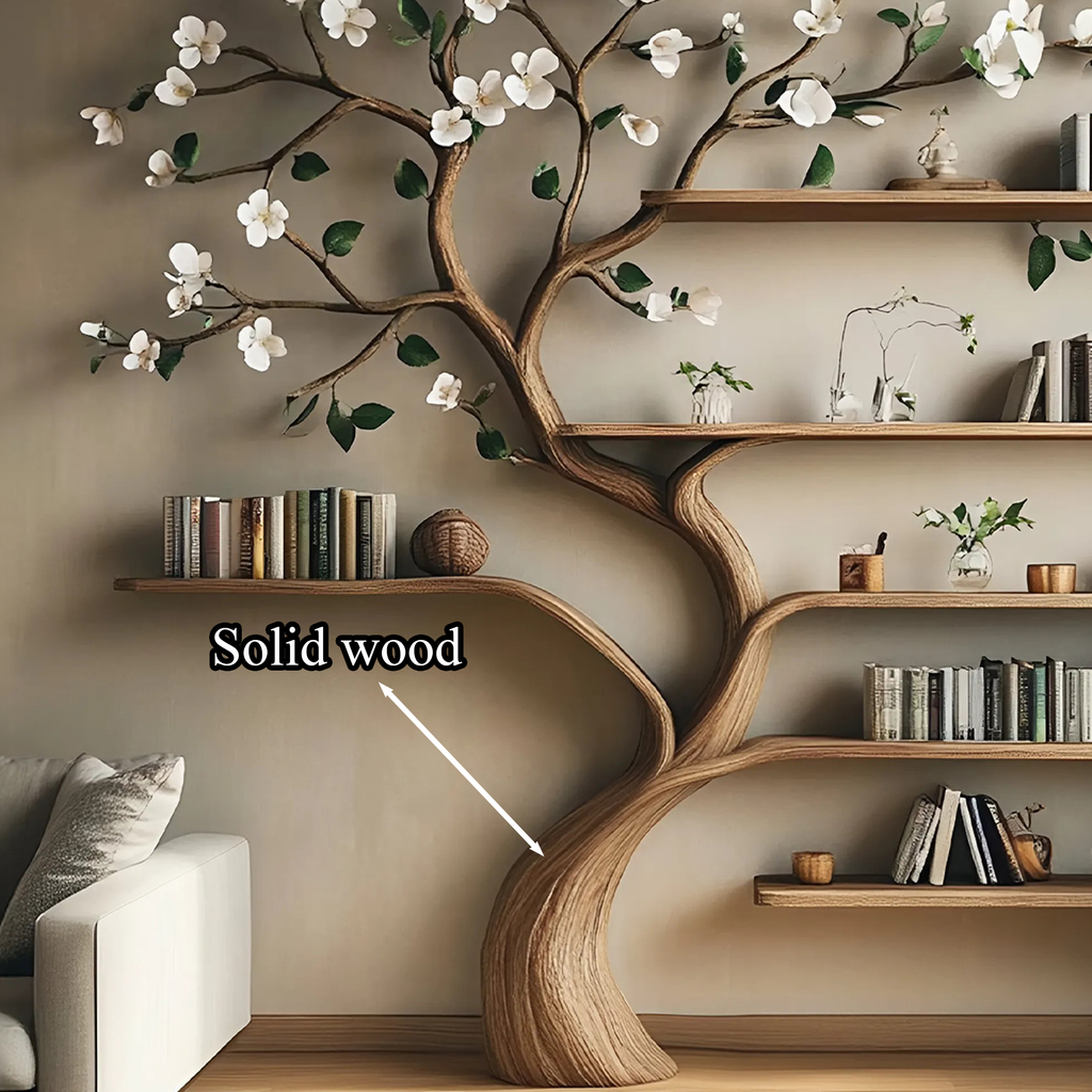 Tree Corner Bookcase, Branch Clothes and Shoe Rack in Solid Wood