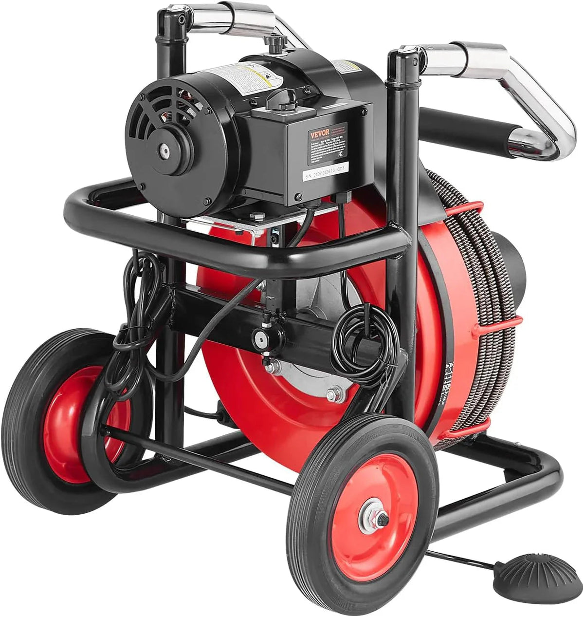 VEVOR Drain Cleaner Machine 100FT x 1/2 Inch, 550W, Red + Black - Drain Cleaner Machine 100 FT x 1/2 Inch