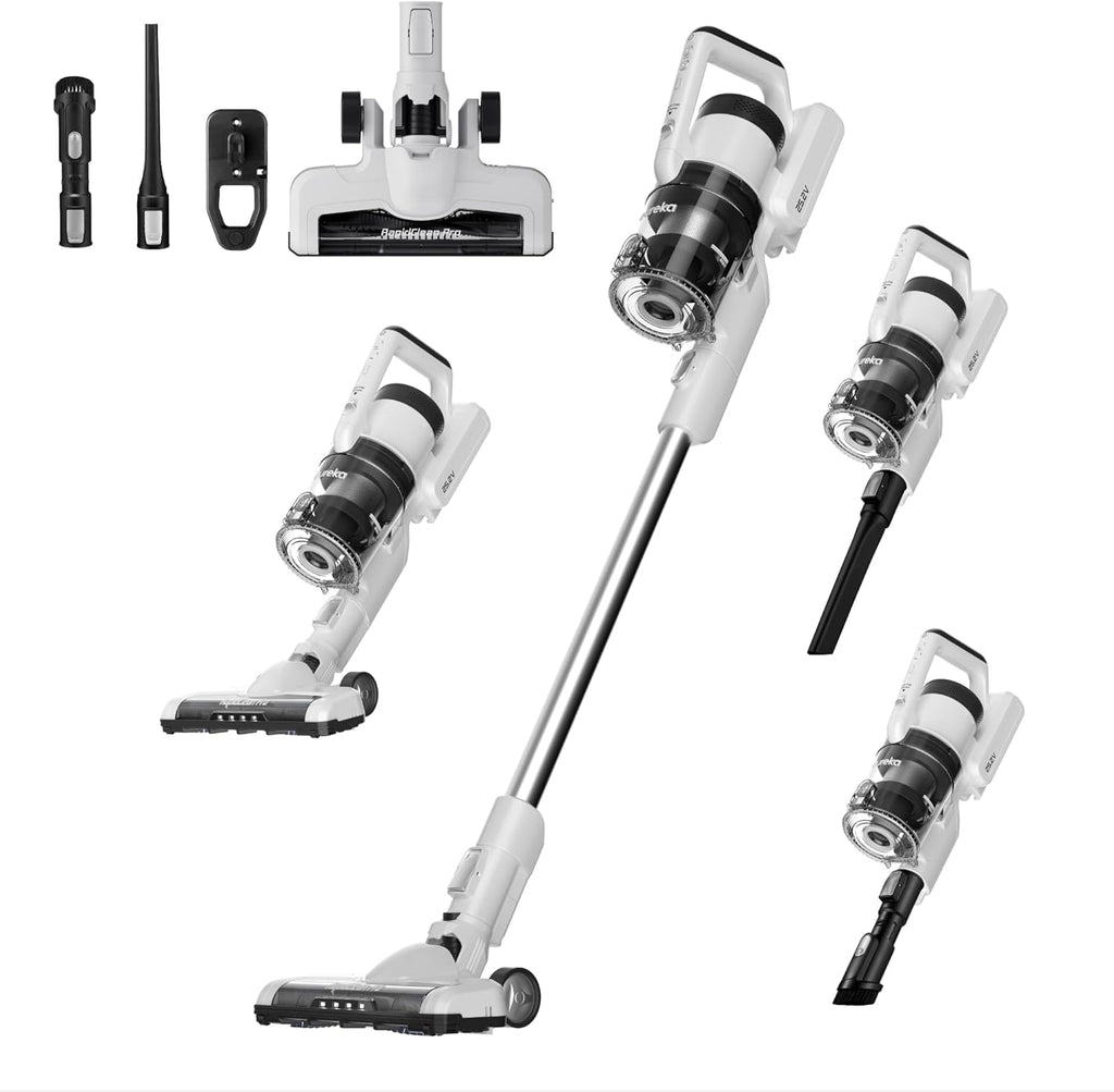 Eureka Cordless Stick Vacuum Cleaner, Anti-Tangle Brushroll, White - NEC280WH