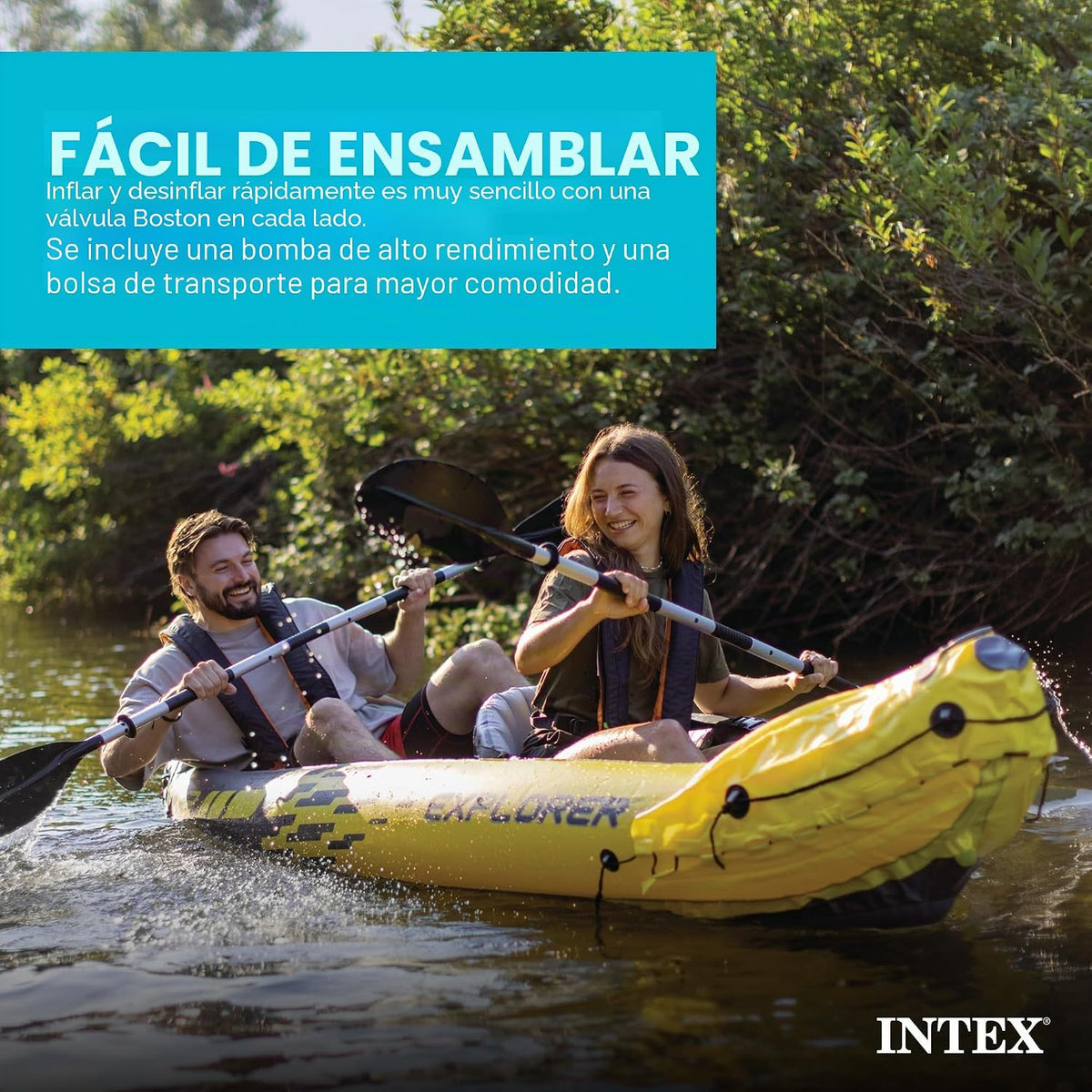 Intex Explorer K2 2-Person Inflatable Kayak Set With Aluminum Oars And High Output Air Pump - 68306EP