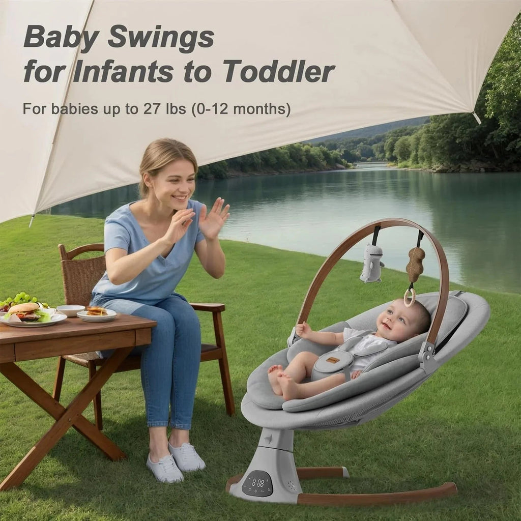 Monamii Bluetooth Infant Swing With Music Speaker, 5 Speeds And Remote Control