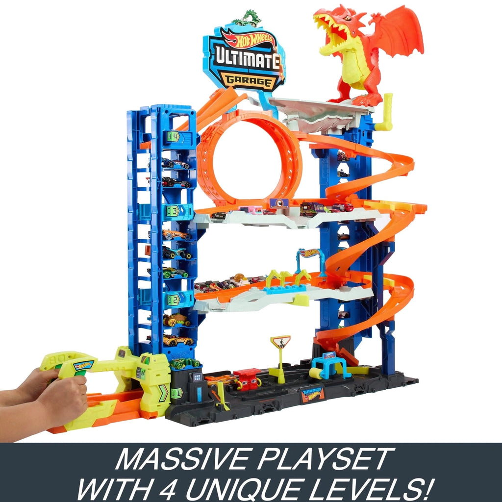 Hot Wheels City Ultimate Garage Playset With 2 Die-Cast Cars And Storage For 50+ Cars