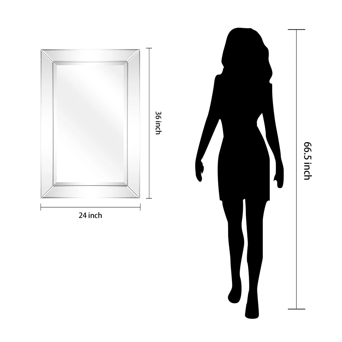 Rectangular Clear Beveled Wall Mirror - 3 Sizes