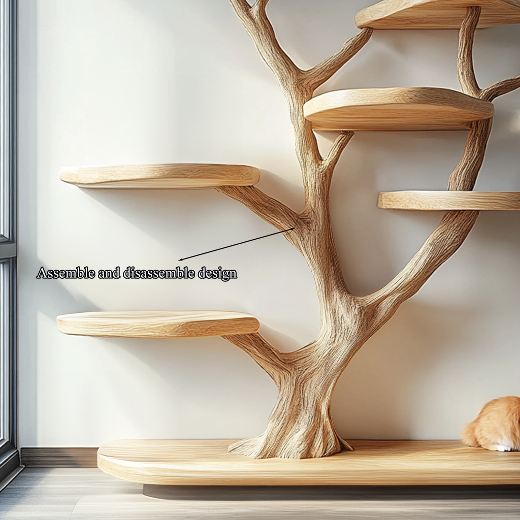 Wood Cat Tree Tower, Rustic Natural Branch Cat Furniture