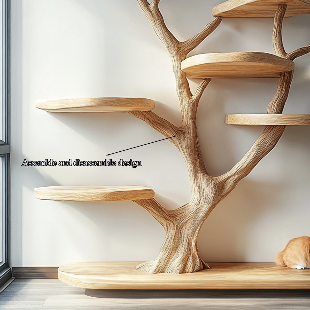 Wood Cat Tree Tower, Rustic Natural Branch Cat Furniture