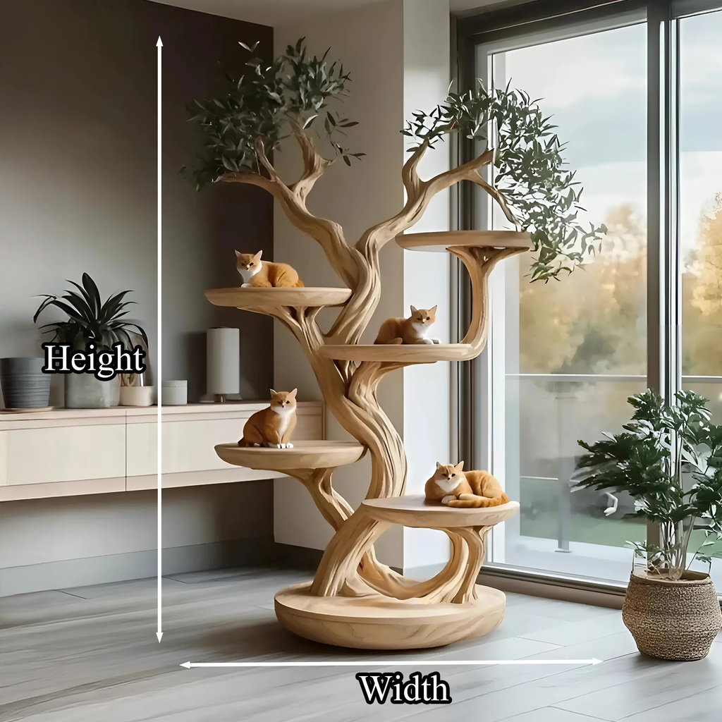 Rustic Cat Tree Stand, Handmade Solid Wood Tower for Cat Lovers