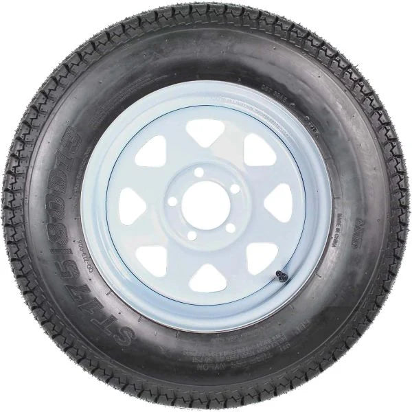 Set Of 2 Trailer Tire And Wheel Assemblies 175-80 5 Lug 6PR White Spoke Load Range C