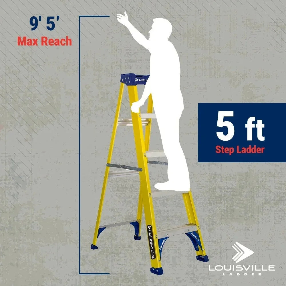 Louisville Ladder Fiberglass Step Ladder, 5-Foot, 250-Pound Load Capacity, Type I - FS2005