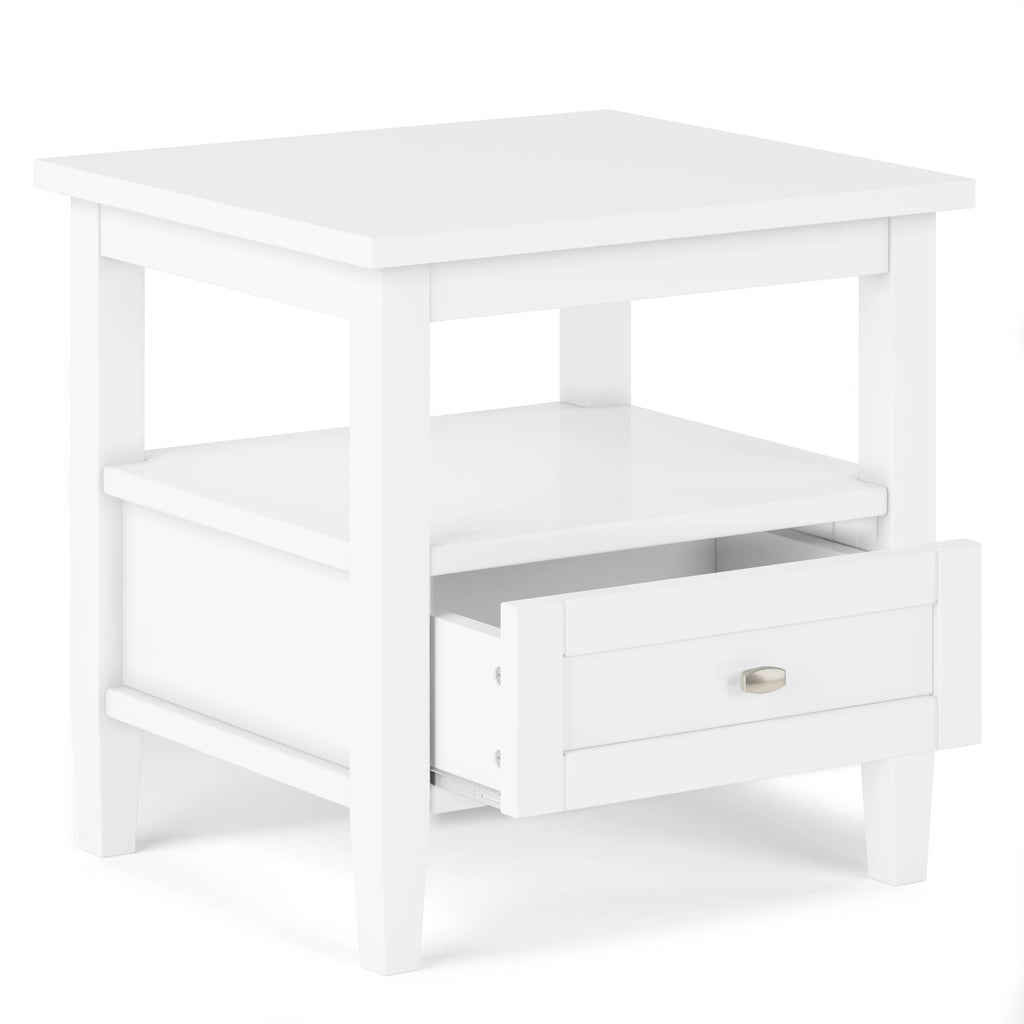 Solid Wood Rectangle End Table With Drawer And Shelf, 18.1in D x 20in W x 19.5in H - Norfolk