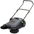 Walk-Behind Hand Push Floor Sweeper, 25.6-Inch Sweeping Path, 5-Gallon Waste Container