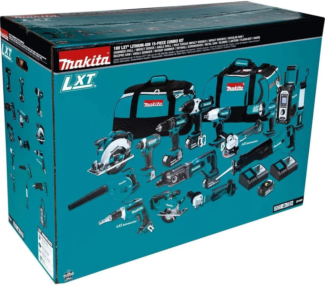Makita 18V LXT 15-Tool Cordless Lithium-Ion Combo Kit With 4 Batteries And 2 Chargers - XT1501