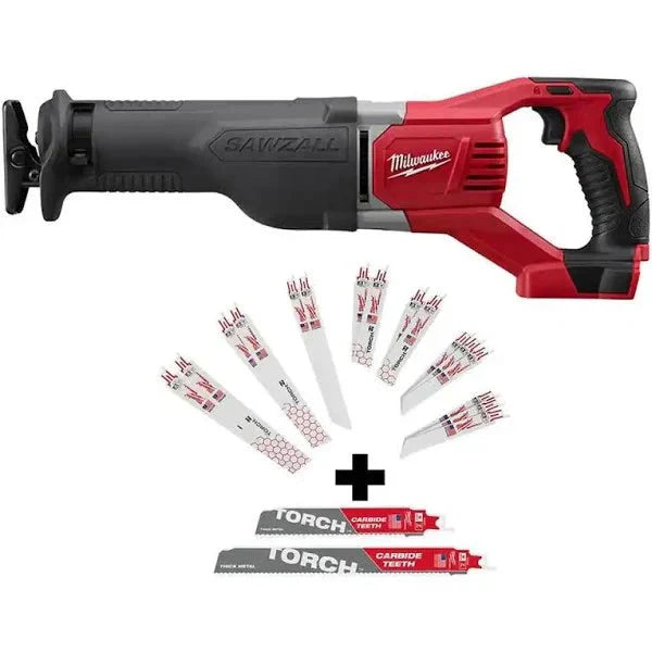 Milwaukee M18 18-Volt Lithium-Ion Cordless Sawzall Reciprocating Saw With 18-Piece Sawzall Blade Set
