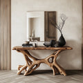 Handcrafted Console Table, Rustic Modern Solid Wood Sofa Table