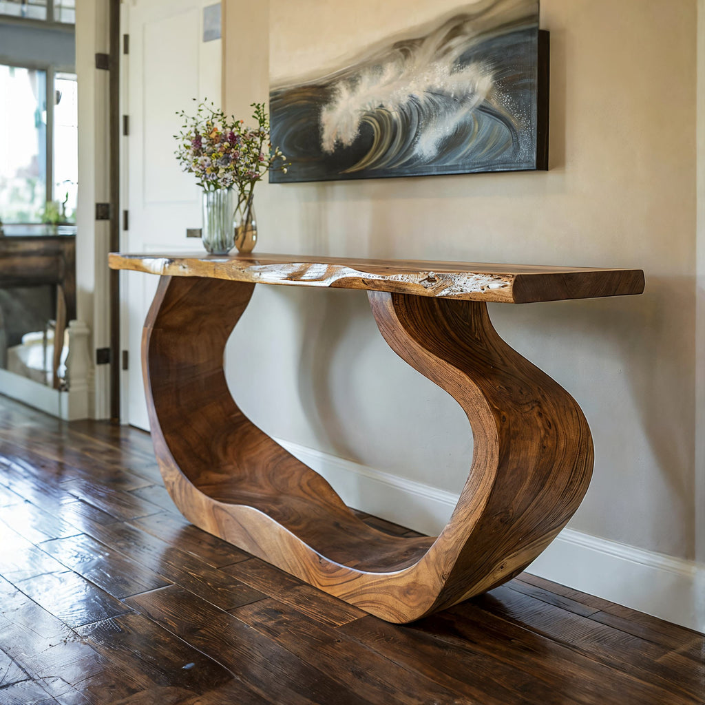 Entryway Table, Handcrafted Natural Wood Console for Foyers
