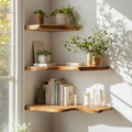 Handcrafted Corner Bookshelf Floating Wood Shelves Boho Rustic Decor