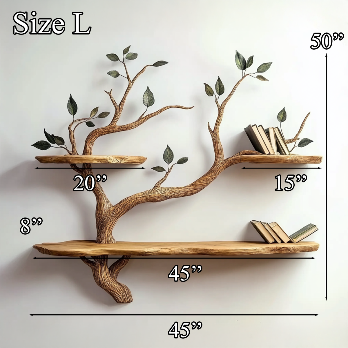 Branch Tree Bookcase, Compact Solid Wood Wall Shelf for Any Room
