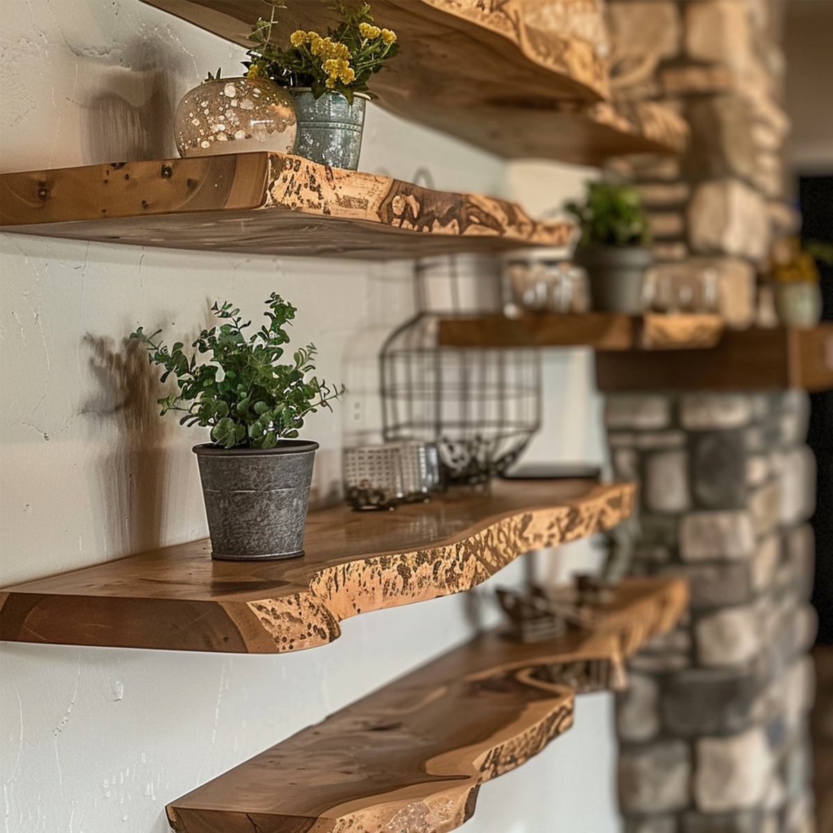Live Edge Floating Shelf, Rustic Wood Wall Shelf Sold Individually