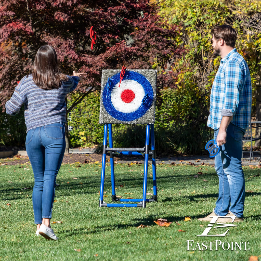 EastPoint Deluxe Steel Frame Axe Throw Target Game Set - 8 Axes