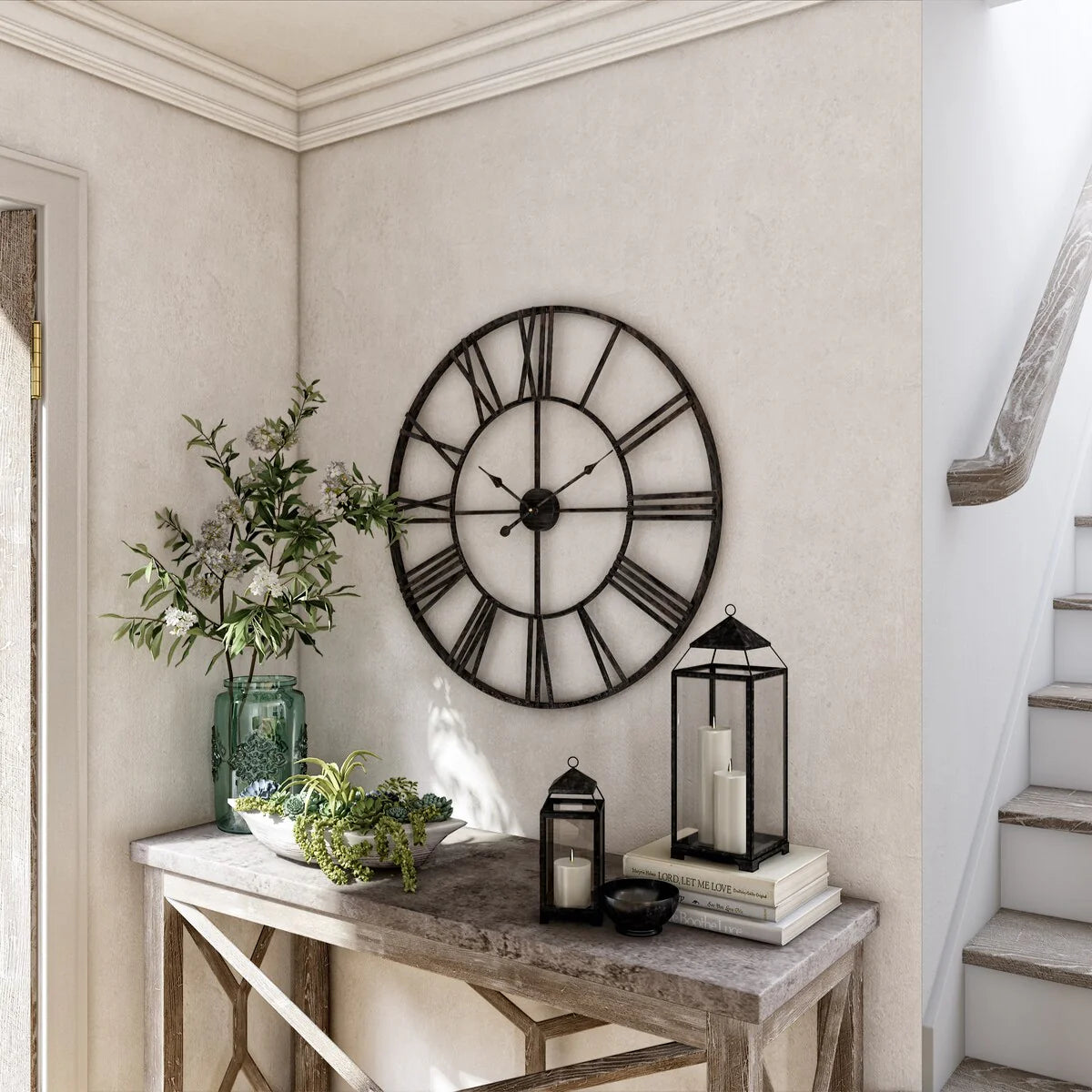 Round Metal Open-Frame Wall Clock