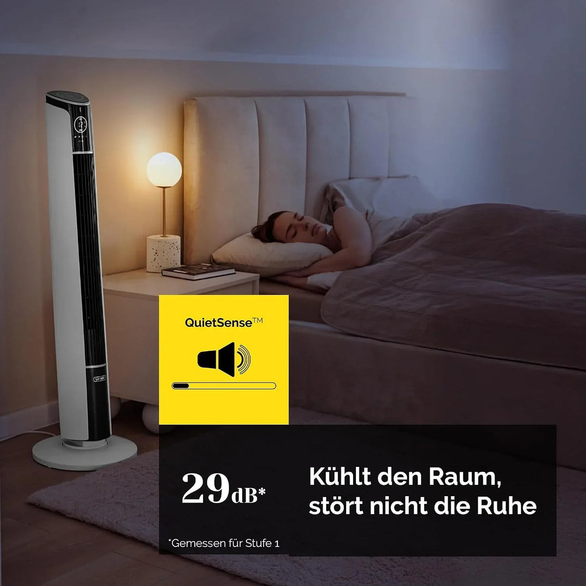 Yoer Tower Fan With Ionizer, 29 dB, 10 m Range, 12 Speeds, 90 Degree Oscillation - Verto
