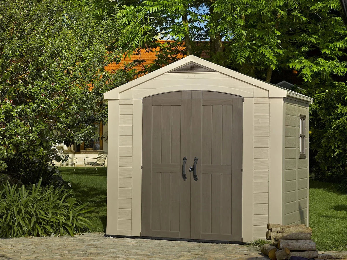 Keter Resin Outdoor Storage Shed, 8 x 11 Foot, 550 Cu. Ft., Taupe