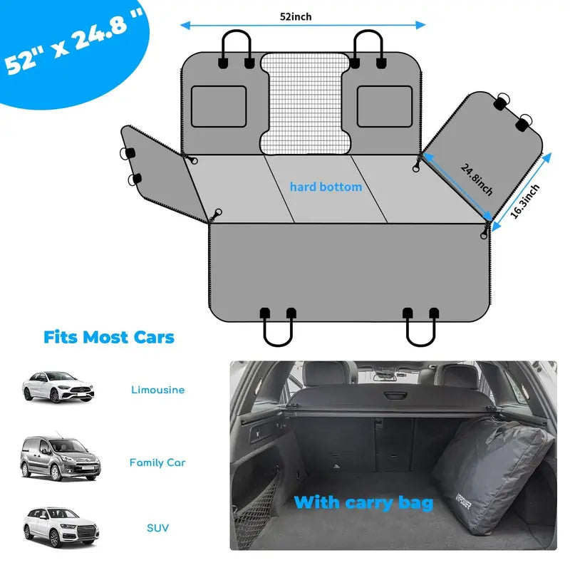 URPOWER Dog Car Seat Cover Extender, Waterproof And Padded With Safety Belt And Mesh Window