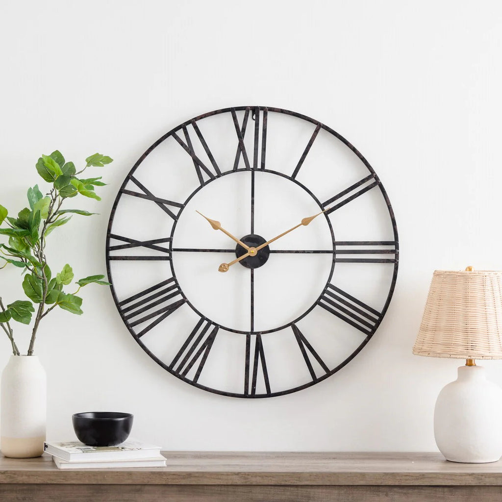 Round Metal Open-Frame Wall Clock