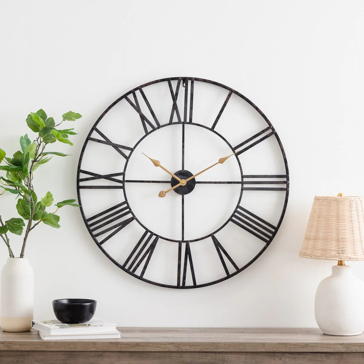 Round Metal Open-Frame Wall Clock