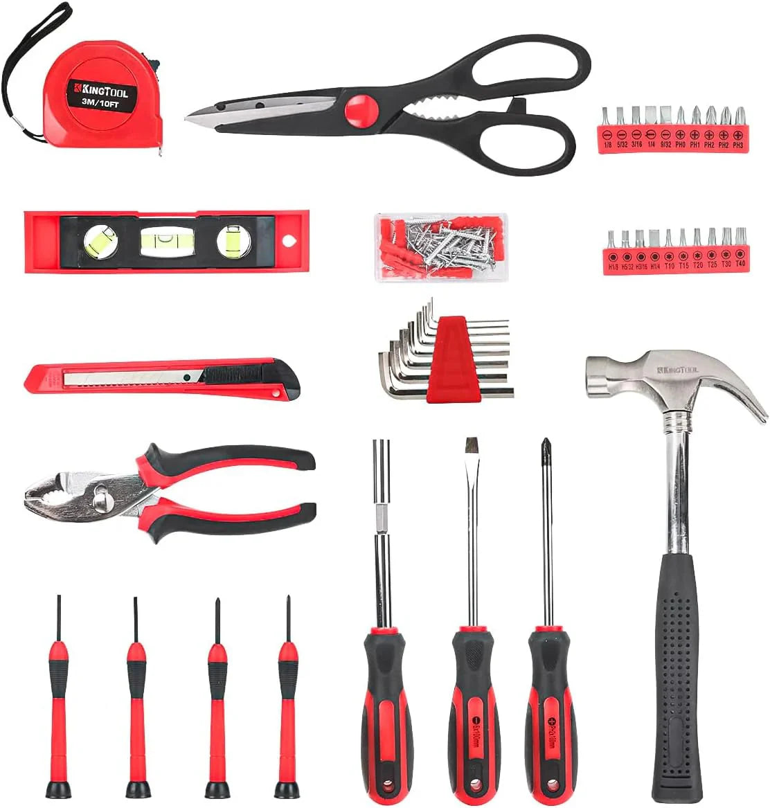 KINGTOOL 286-Piece Home Auto Repair Tool Set With Rolling Tool Box And 21V Max Cordless Power Drill