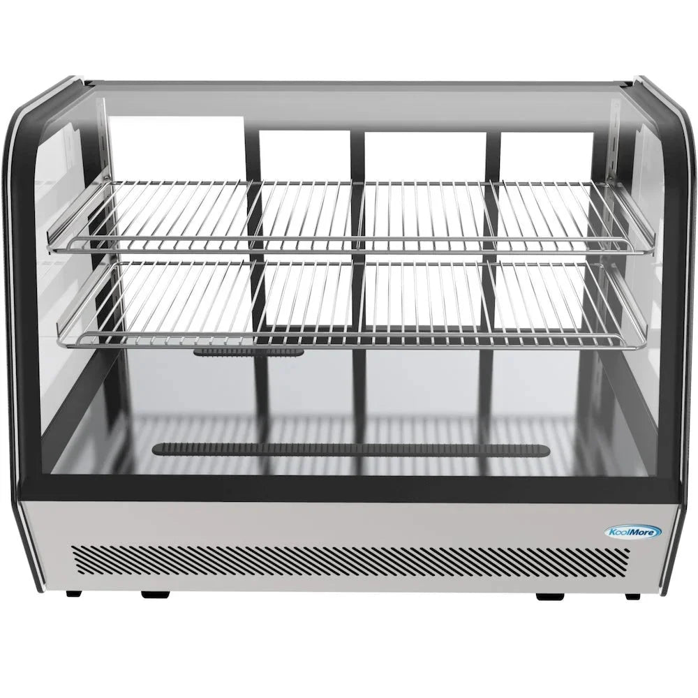 KoolMore 35 inch NSF Commercial Countertop Refrigerator Display Case, 5.6 Cu. Ft., Black And Stainless Steel - CDC-5C-BK