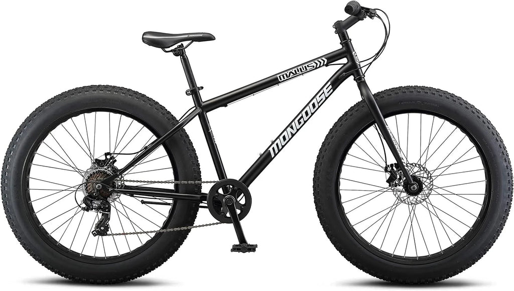 Mongoose Malus Adult Fat Tire Mountain Bike, 26-Inch Wheels, 4-Inch Tires, 7-Speed - R5714C