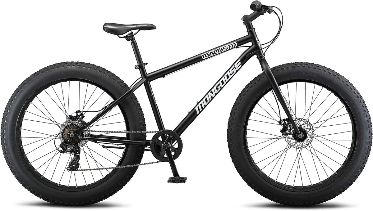Mongoose Malus Adult Fat Tire Mountain Bike, 26-Inch Wheels, 4-Inch Tires, 7-Speed - R5714C