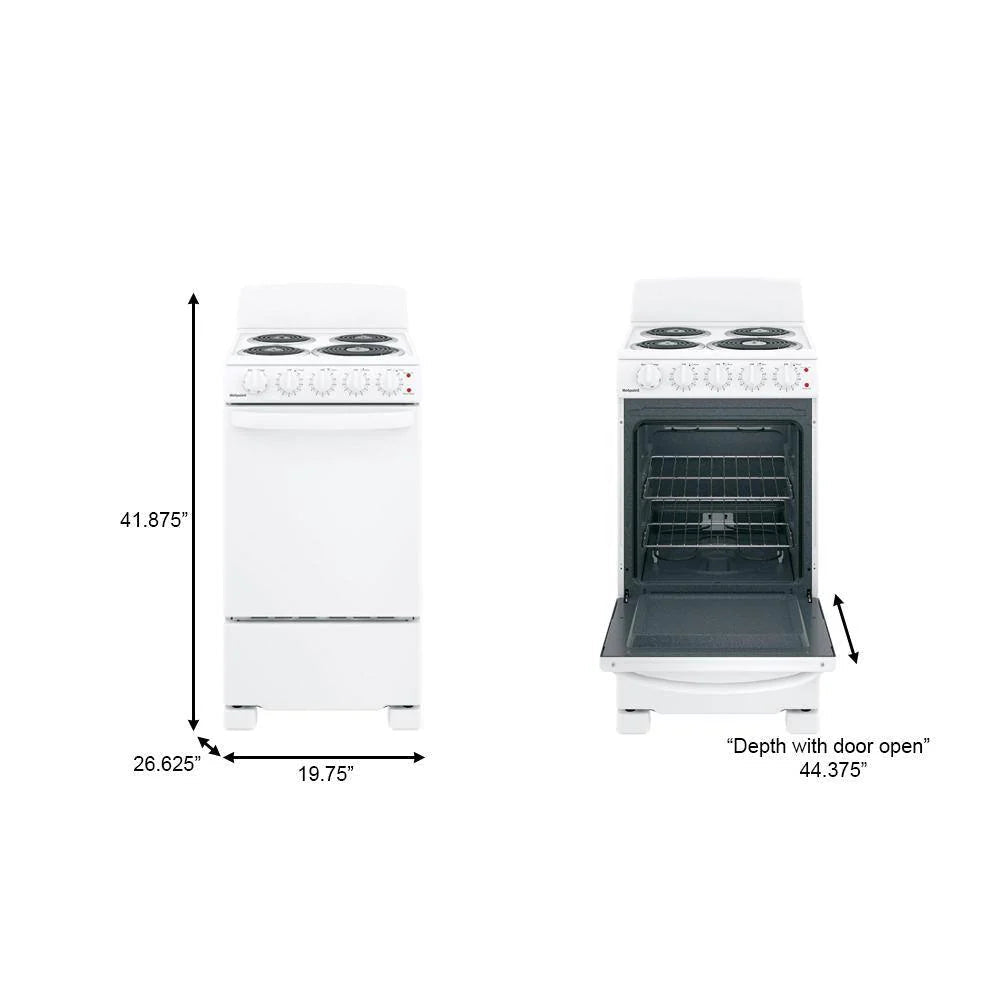 Hotpoint Freestanding Electric Range, 20 in, 4 Burner, White