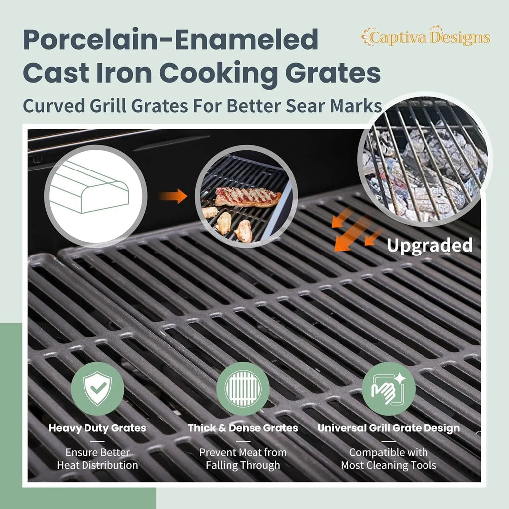 Captiva Designs 4-Burner Propane Gas Grill With Side Burner, 42,000 BTU, Silver - GR001