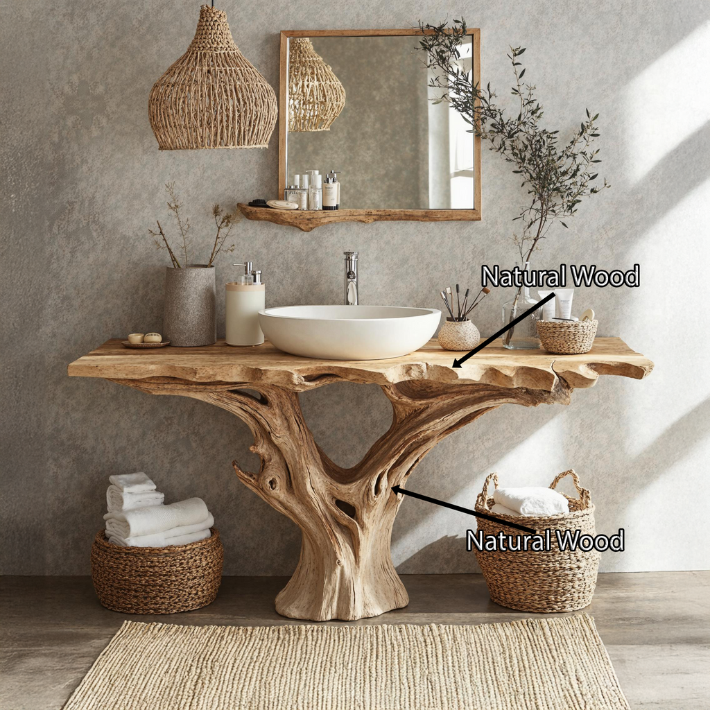 Farmhouse Bathroom Vanity Live Edge Natural Wood Vanity Top